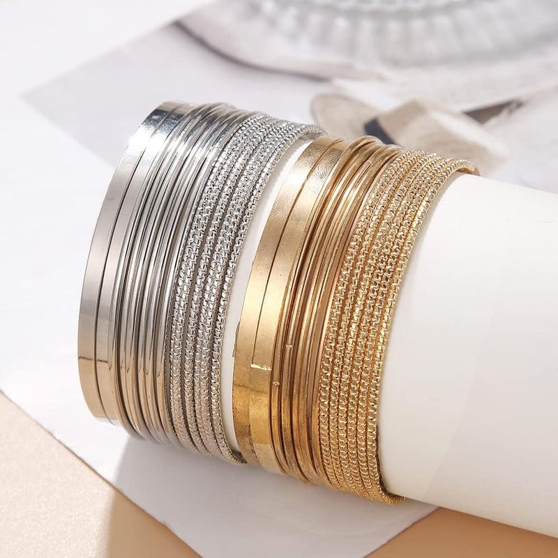 RINTOLER Store 16Pcs Gold Bangle Bracelets for Women - Multi Layer Stackable Textured Bracelets Boho Jewelrys Set. - Image 4